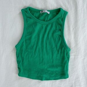 Zara green cropped tank top size small